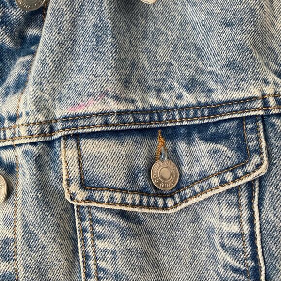 Denim Co Embroidered Denim Jean Jacket Fringe Boho Festival size 6 Sequins - Picture 7 of 10